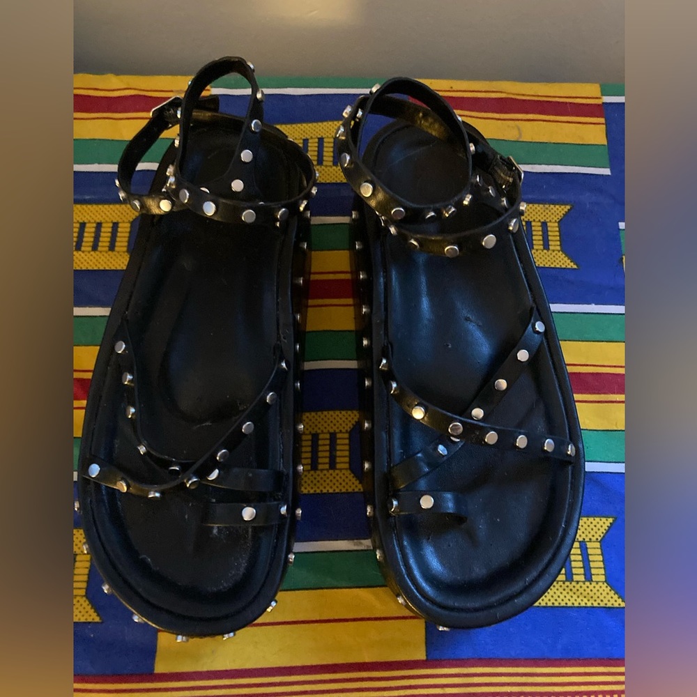 Urban Outfitters black platform sandals with silver studs